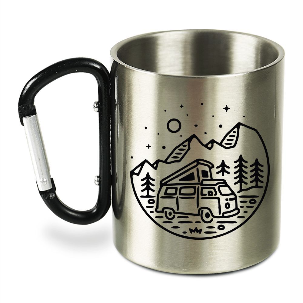 Caneca Inox com Mosquetão 300ml – Kombi Motorhome
