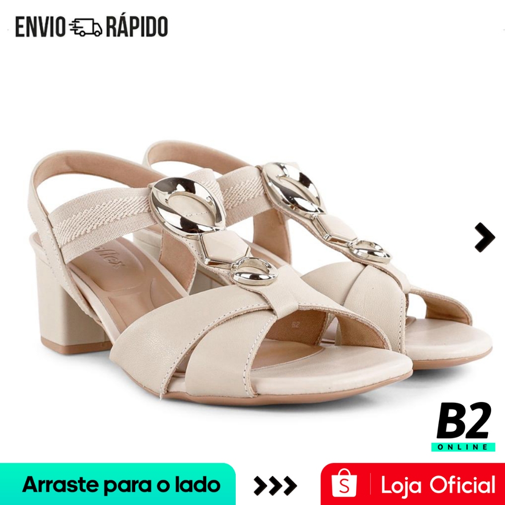 Sandália Usaflex Salto Bloco Pedraria Feminina Original Com Nota Fiscal e Garantia - Women Shoes