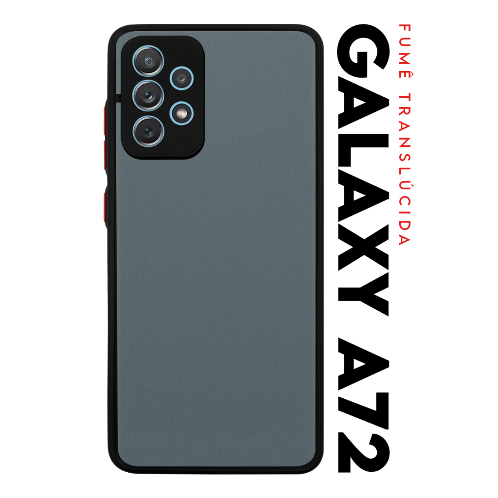 Case Capinha Case Anti Shock Space Acrílico Translucida Fumê Botões Vermelho para Galaxy A52 A52S 4G A525 Tela 6.5