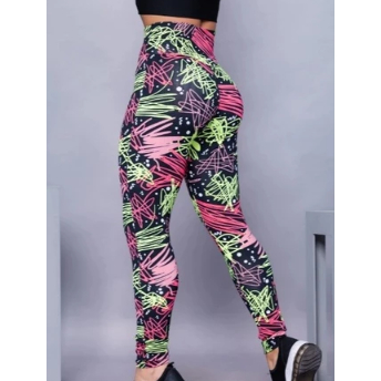 Calça Feminina Legging Fitness Estampada Roupa de Academia GYM