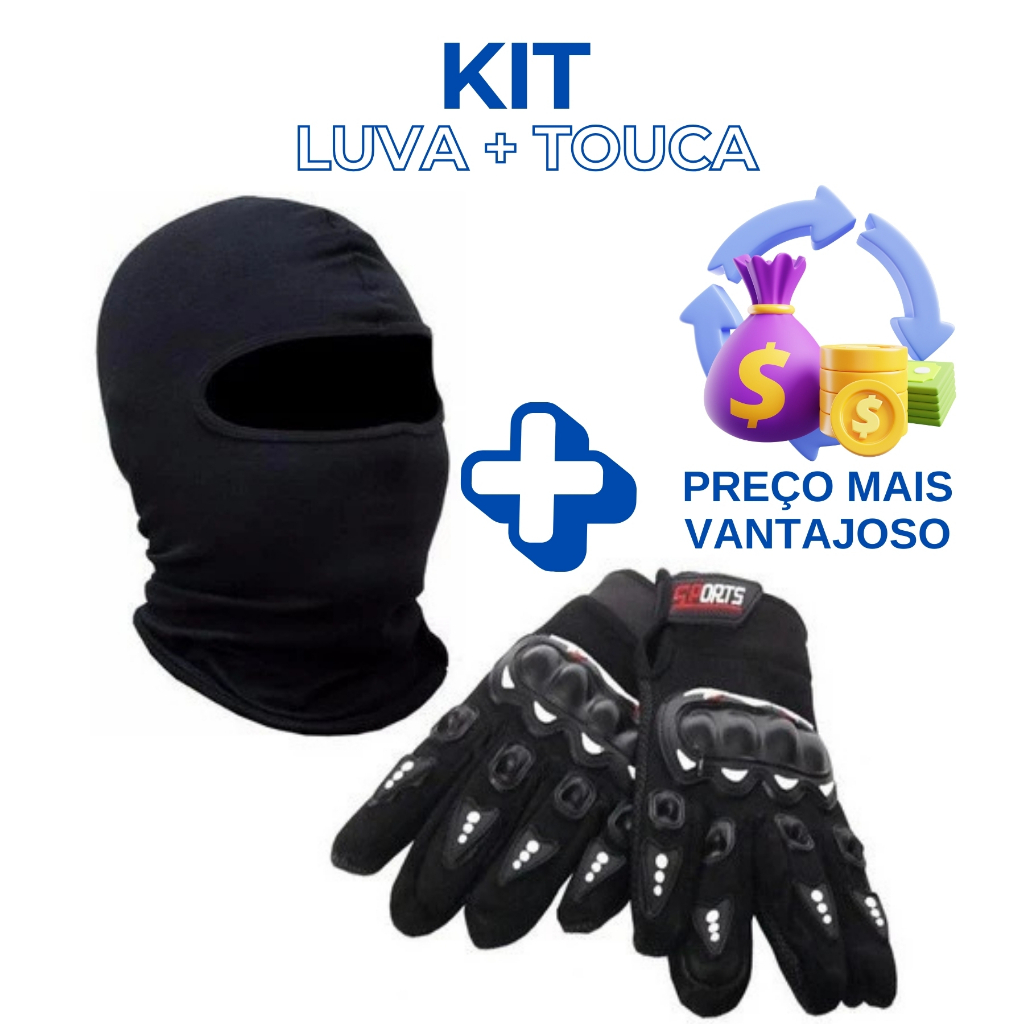 Luva Frio Intenso Moto Motoqueiro Bike+Touca Ninja Balaclava