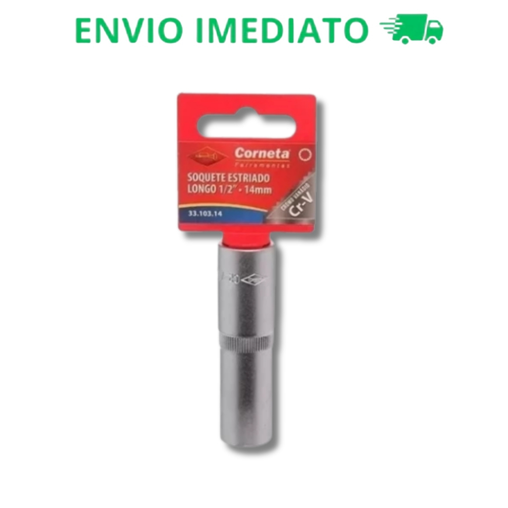 Chave Soquete Pito Longo Profissional 1/2 X 14mm Estriado Corneta