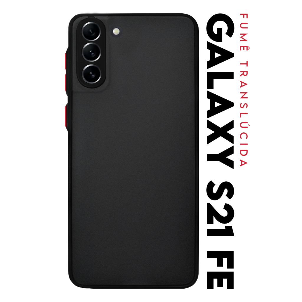 Case Capinha Case Anti Shock Space Acrílico Translucida Fumê Botões Vermelho para Galaxy S21 Fe G990 6.4