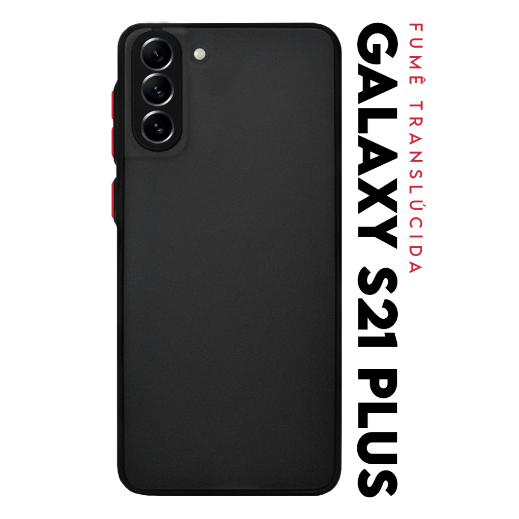 Case Capinha Case Anti Shock Space Acrílico Translucida Fumê Botões Vermelho para Galaxy S21 Plus G996 Tela 6.7
