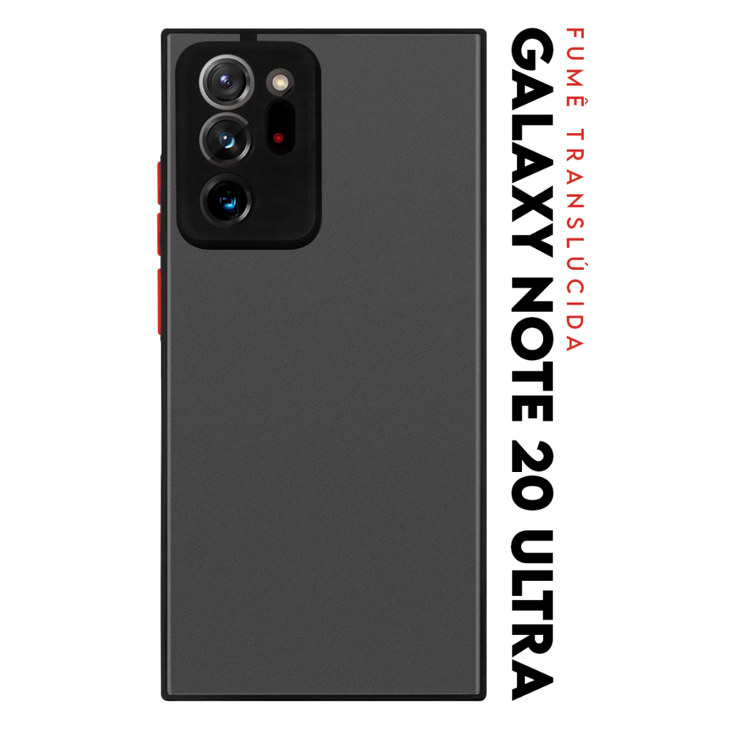 Case Capinha Case Anti Shock Space Acrílico Translucida Fumê Botões Vermelho para Galaxy Note 20 Ultra N986 6.9