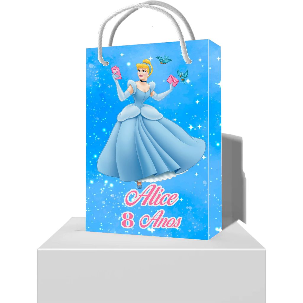 Sacolinha Personalizada Festa de Aniversário Infantil Cinderela - Sacolinha Surpresa Tema Cinderela