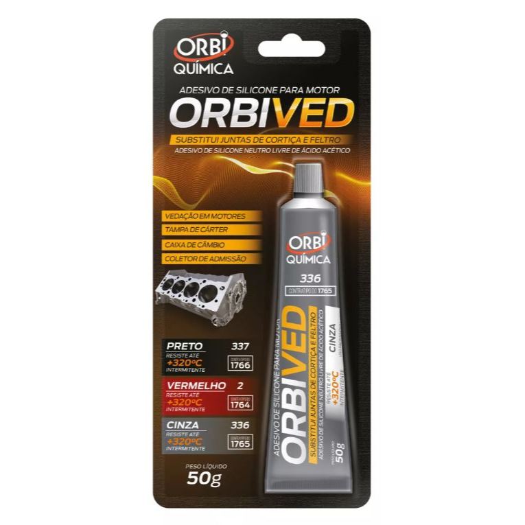 Cola Junta Alta Temperatura Silicone Orbived Cinza 50g Orbi