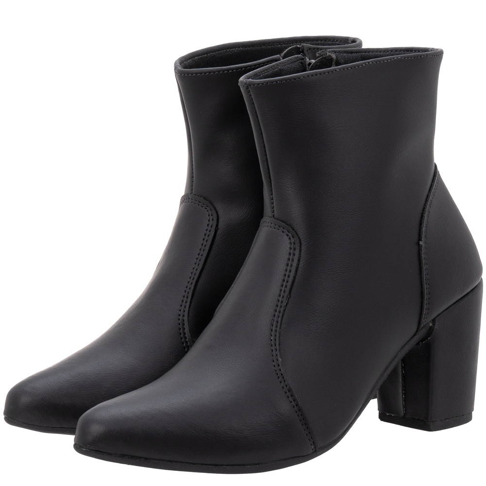 Bota Bico Fino Feminina Coturno Salto Bloco Grosso