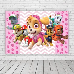 Painel de Festa em Lona 2x2m Personalizado em Lona Fosca - Tema Patrulha Canina