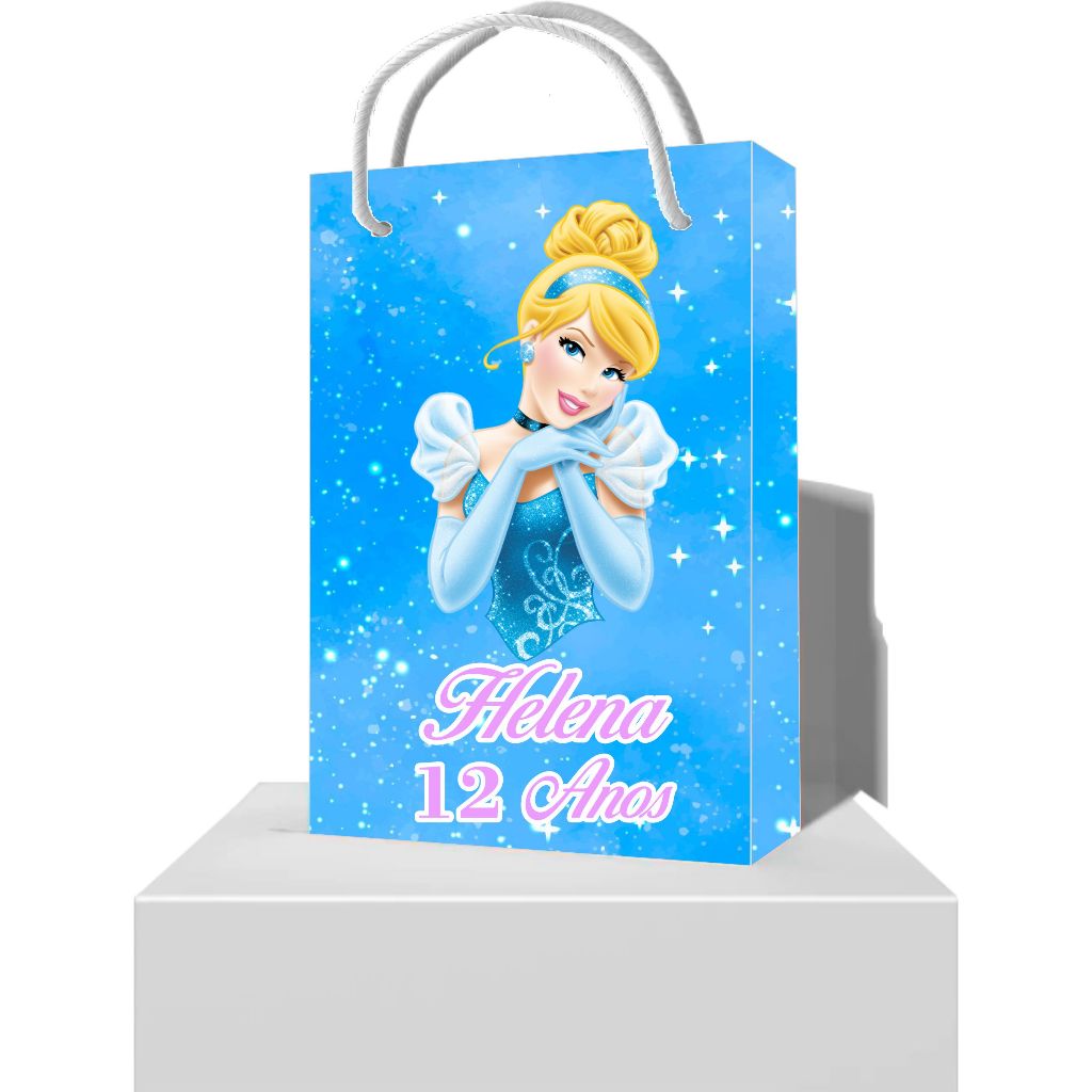Sacolinha Cinderela Personalizada Festa de Aniversário - Sacolinha para Lembrancinha Cinderela