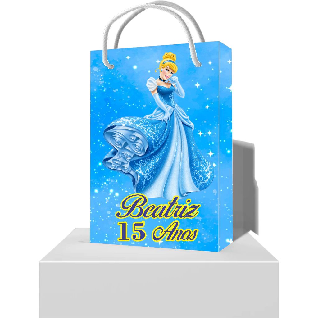Sacolinha Personalizada Cinderela 15 Anos - Sacolas Personalizadas Festa Debutante Cinderela