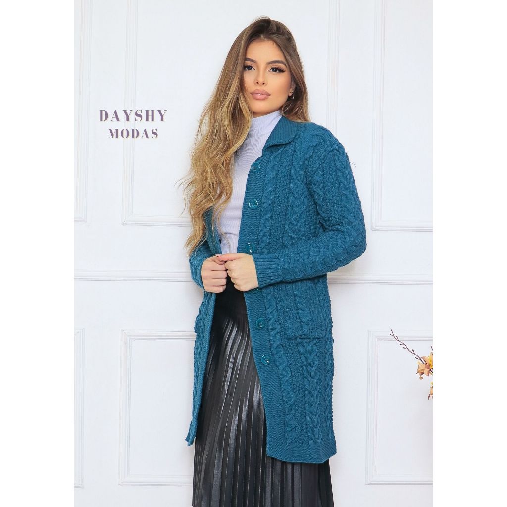 Sobretudo em LÃ -  casaco em lã IMPORTADO - bolsos e botões moda inverno cardigan blazer sobretudo social