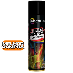 Tinta Spray Preto Brilhante Uso Geral Secagem Rápida Radcolor 400ml RC2101