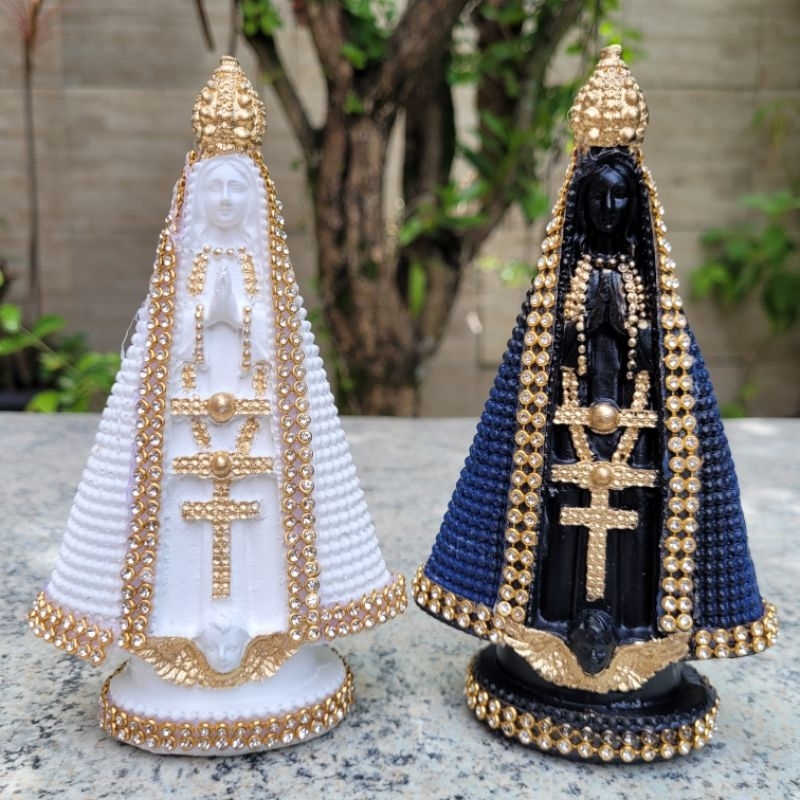 kit 16 unidades Aparecida 15cm decorativa em gesso maciço casamento batizado lembranças em geral
