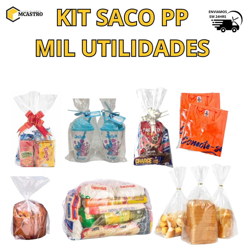 KIT SACO PP TRANSLUCIDO C/10 A 100 UNIDS - MIL UTILIDADES
