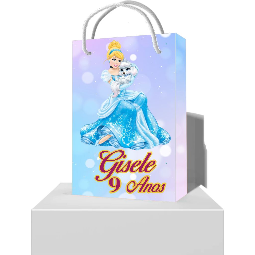 Sacolinha Cinderela Personalizada - Sacolinha para Lembrancinha Cinderela - Sacola Surpresa Infantil