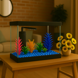 Aquário 11L Completo com Ração, Anticloro, 5 Plantas e 2 Pedras Coloridas - Kit Iniciante em Oferta na Shopee