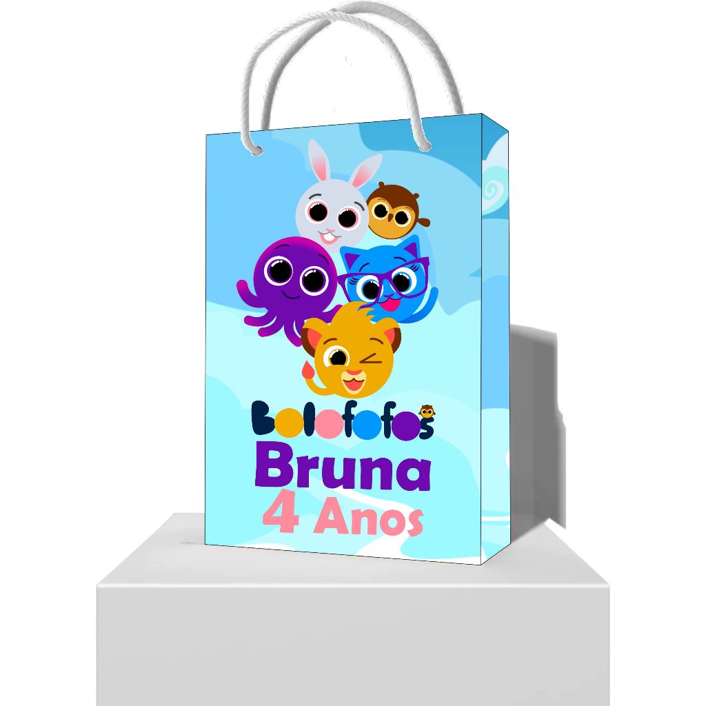 Sacolinha Personalizada Bolofofos - Sacolinha Surpresa para Lembrancinha Bolofofos Aniversário