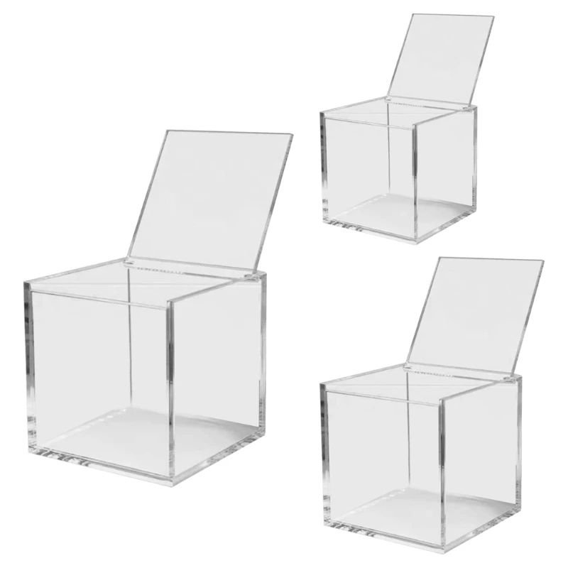 Caixa Em Acrílico com tampa articulada.10x10x10cm em Oferta na Shopee