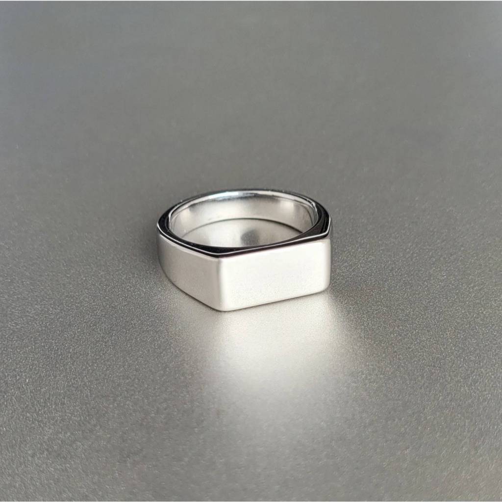 Anel Masculino Retângulo Prata em Aço Inoxidável 316L em Oferta na Shopee