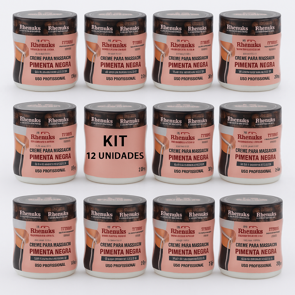 Creme Redutor de Medidas Pimenta Negra KIT 12 X 200g Ativador da Circulação Firmador e Anticelulite