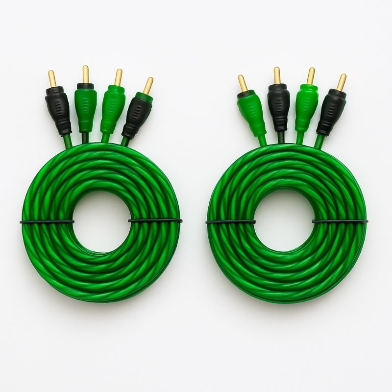2 Cabo Rca 1Metro  kit 2 rcas flexível injetado Som Automotivo Technoise RCA blindado.