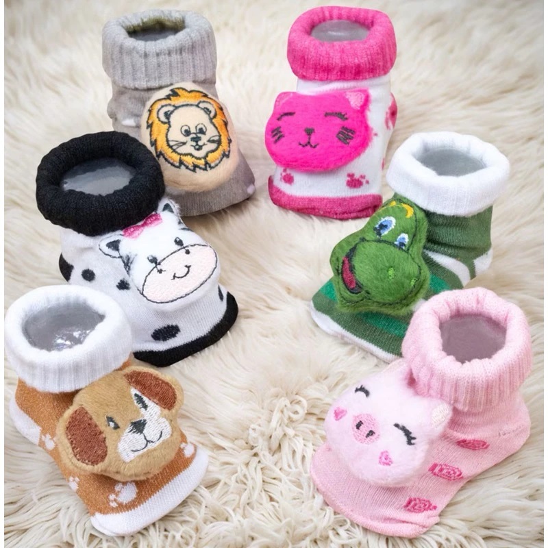 Kit 4 Pares de Meias Infantil de Ursinhos 3D para Bebe, Enxoval, Maternidade, Recém nascido em Oferta na Shopee