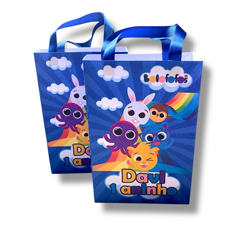 Pegue e Monte Sacolinha Lembrancinha Personalizada Bolofofos Menino para Festa Aniversário Infantil