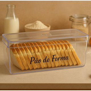 Porta Pão de Forma em Acrílico Transparente com Tampa em Oferta na Shopee