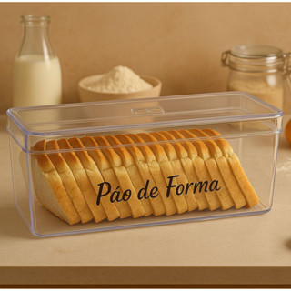 Porta Pão de Forma em Acrílico Transparente com Tampa