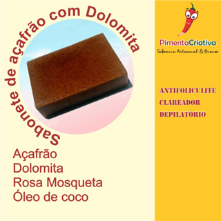 Sabonete 100gr de Açafrão Dolomita e Rosa Mosqueta. Antifoliculite, Clareador, Depilatório em Oferta na Shopee