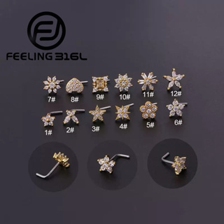 1 Peça Joia / Piercing / Piercing De Nariz Em Formato De L De Aço Inoxidável Com 20 Modelos em Oferta na Shopee