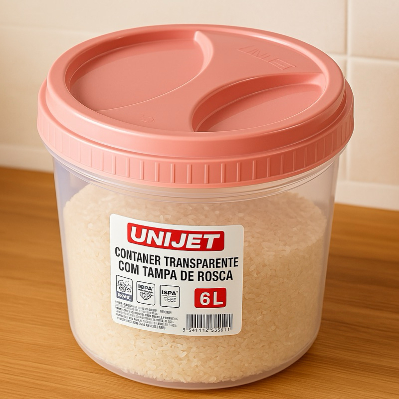 Pote de Plástico Com Rosca 6L Organizador Multiuso Mantimento Porta  Cozinha Armazenamento em Oferta na Shopee