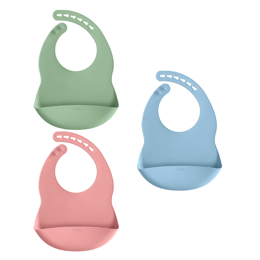 Babador BUBA de Silicone Impermeável Bebê Menino Menina Gumy Gumi Azul Rosa Verde