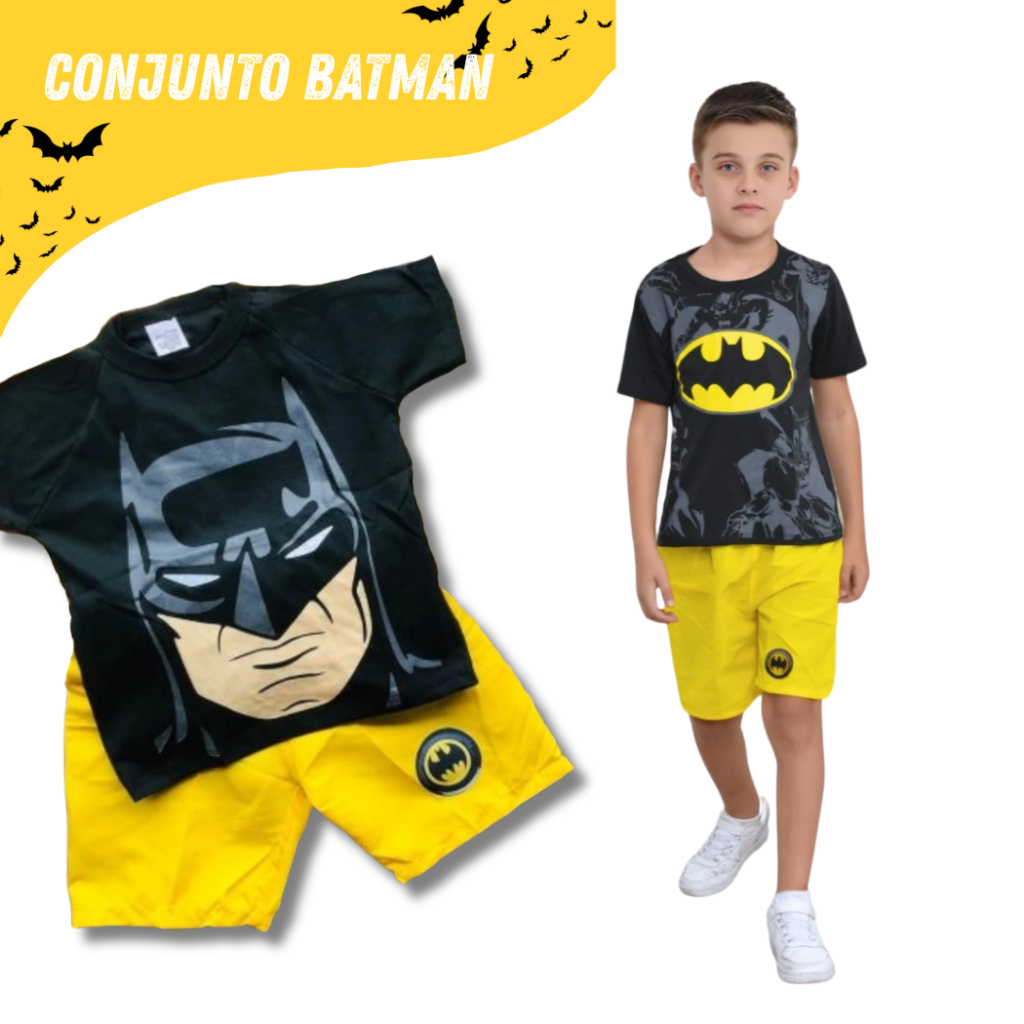 Conjunto Infantil Batman Short e Camiseta Temática
