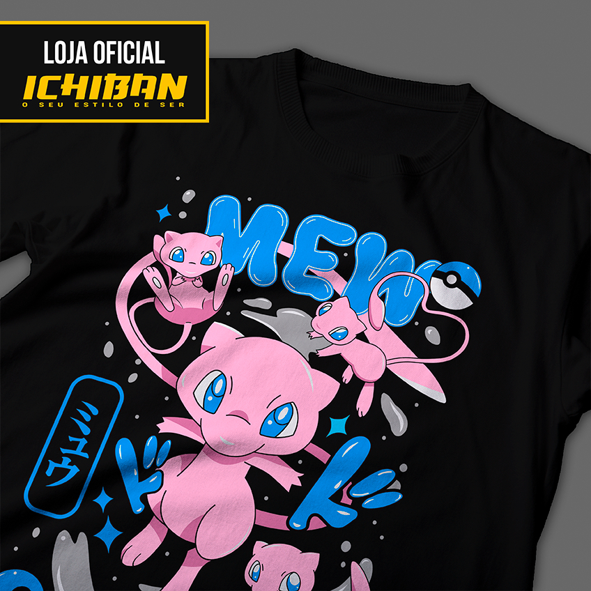 Camisa Mew Anime Pokemon Camiseta Mew Pokemon Camisa 100% Algodão Unissex