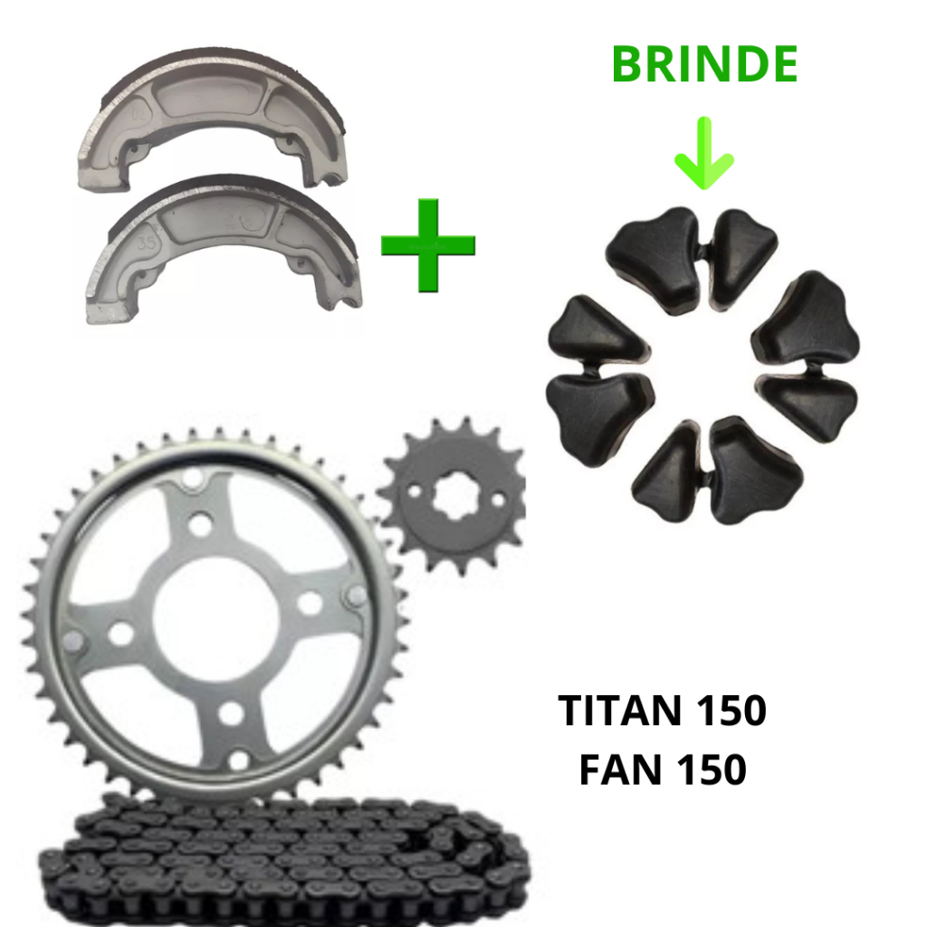 Kit Relação Transmissão  Tração Bucha e  Lona Cg Titan Fan 150 2004 - 2015