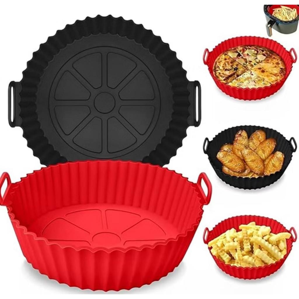 Forma De Silicone Air Fryer Forno Fritadeira Assadeira Reutilizável Antiaderente super Flexível