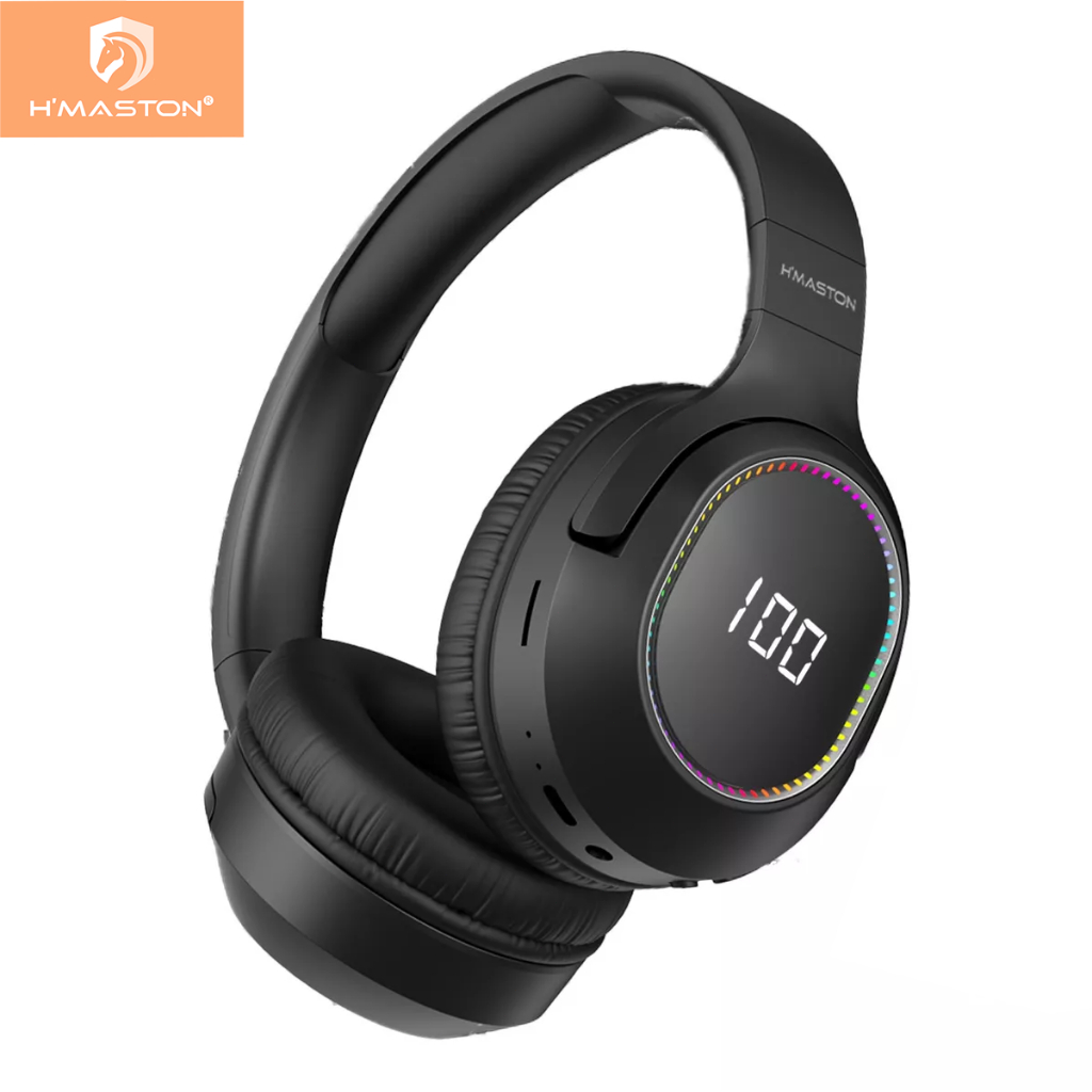 H'maston SN39 Fone de ouvido Bluetooth 5.3 sem fio montado na cabeça com Visor Digital