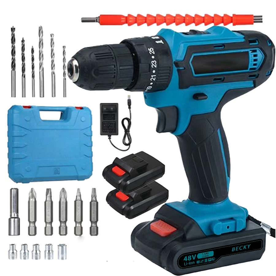 Parafusadeira elétrica parafusadeira de 48v 2 Baterias Com Maleta e Acessórios Completo