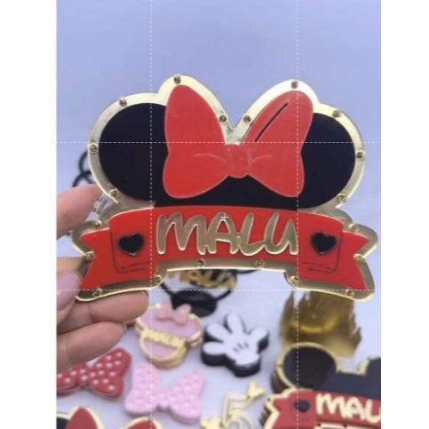 Aplique Mickey ou Minnie Placa Kitkat / Para uso de Led - Festa Mickey e Minnie Acrílico de Luxo, Personalizados de Luxo