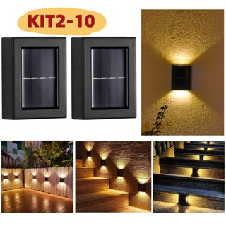 Kit Luminária Arandela Solar Escada Parede Externa De Parede À Prova D'água Para Jardim Mu...