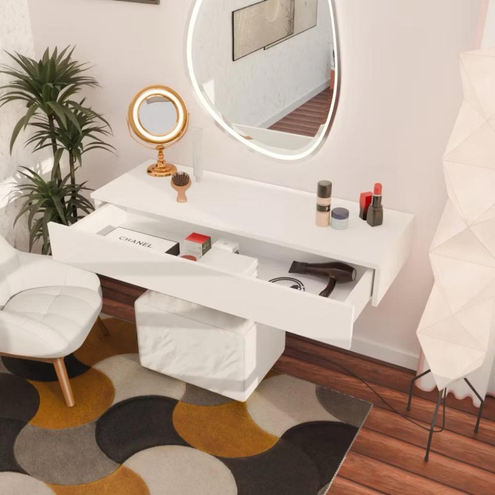 Penteadeira Com Gaveta 100CM Console Camarim Com Corrediças Telescópicas para quarto mordeno