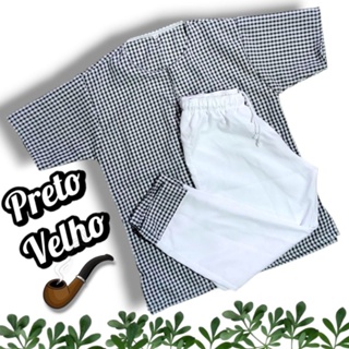 Roupa de Preto Velho Karijó Conjunto Simples Umbanda/Candomblé/Omolokô em Oferta na Shopee