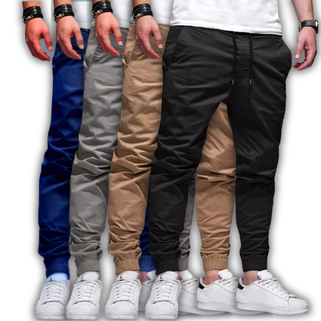 Kit 4 Calça Jogger Masculina Sarja ou Jeans 4 Bolsos com Punho Elástico Streetwear