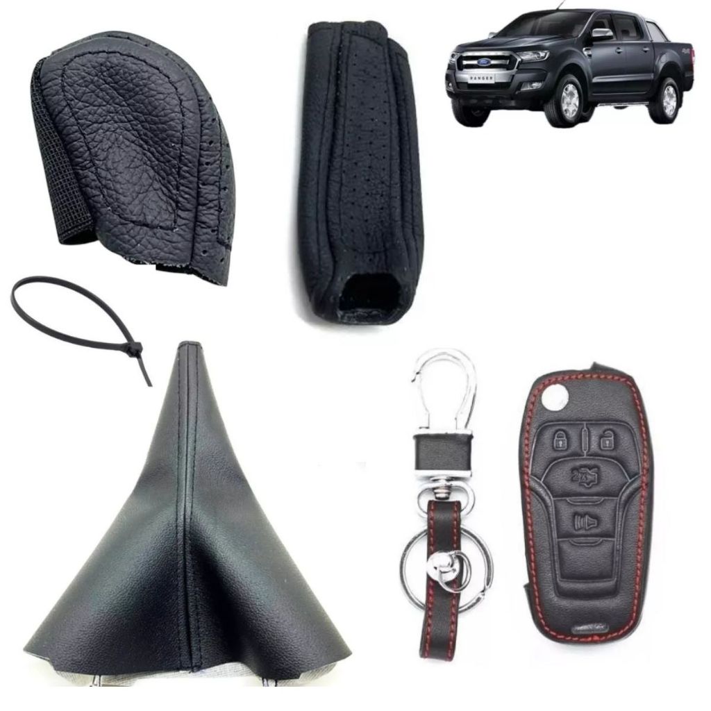 Coifa Courvin Câmbio Manual E Capas Couro Chave + Freio + Manopla Ranger 2017 2018 2019 2020 2021 2022 2023