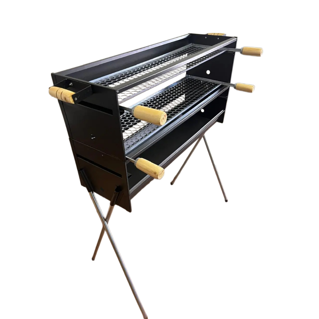 churrasqueira ESPETEIRA dupla 80X25 para ESPETINHO com 2 GRELHAS em Oferta na Shopee