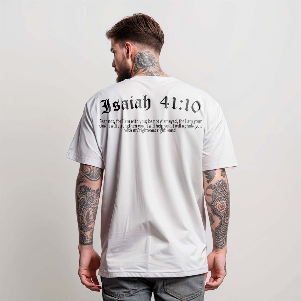 T-Shirt Masculina Camisa ISAIAS 41:10 Street Wear 100% Algodão Street Wear Manfinity