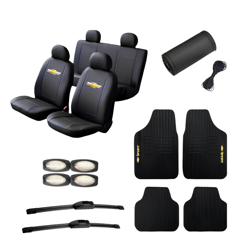 Kit Capa Couro Banco Carro Tapete Volante Palheta Chevrolet Celta Classic Costa Prisma Meriva em Oferta na Shopee
