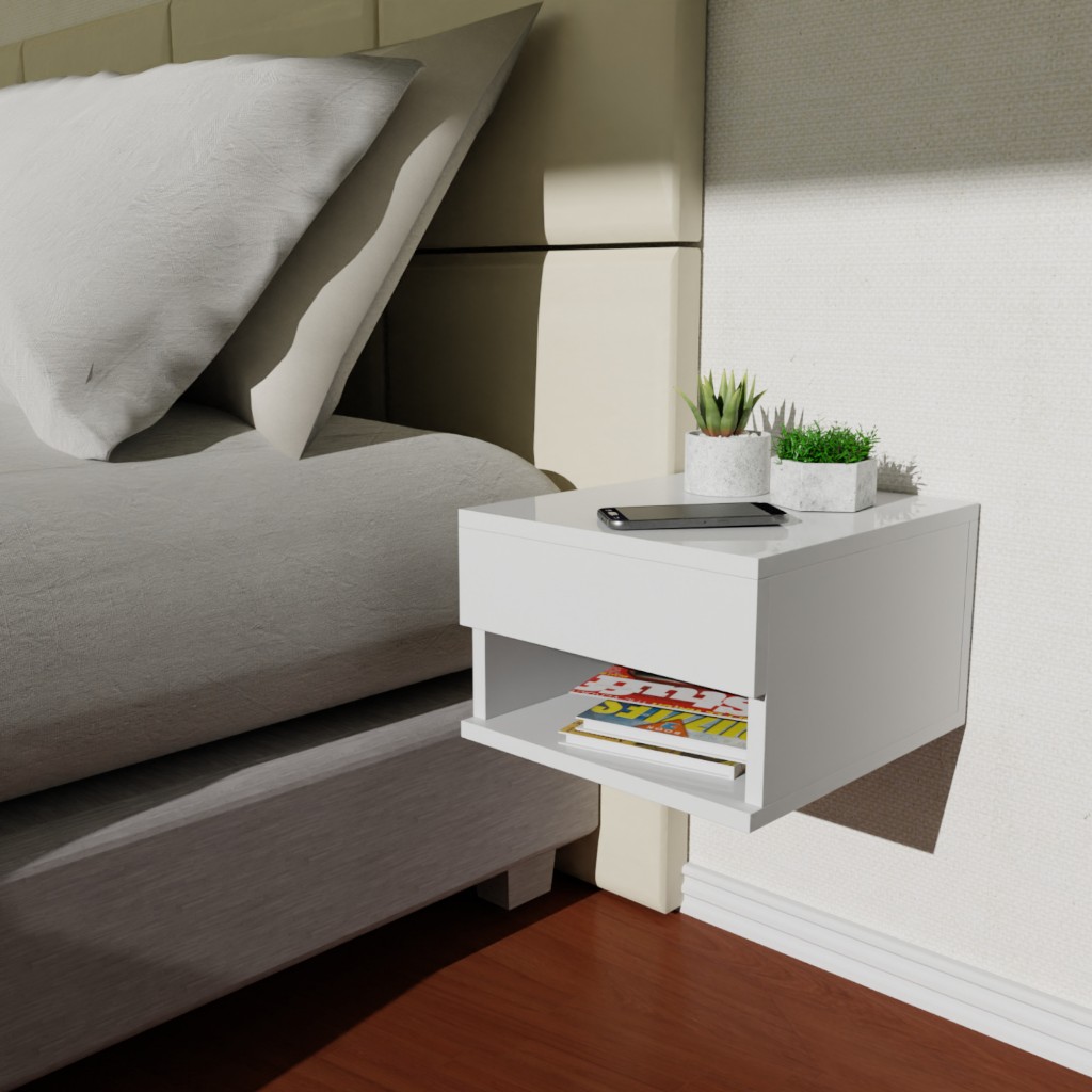 Mesa De Cabeceira Com Gaveta Suspenso Várias Cores MVD Móveis - Home & Living